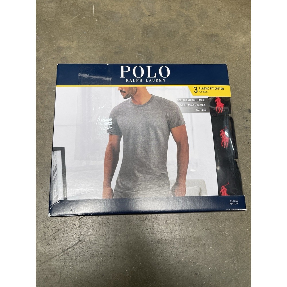 Polo Ralph Lauren Men's Black Classic Fit Crew-Neck 3 Pack T-Shirt Large L